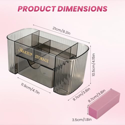 BQAN Clear Acrylic Nail Organizer with Drawer for Nail Tools Storage Black - color: Black