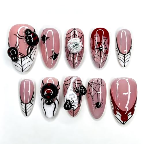 30pcs Halloween 3D Spider Press on Nails, Gothic Spider Web Fake Nails - color: Halloween Press on Nails 13