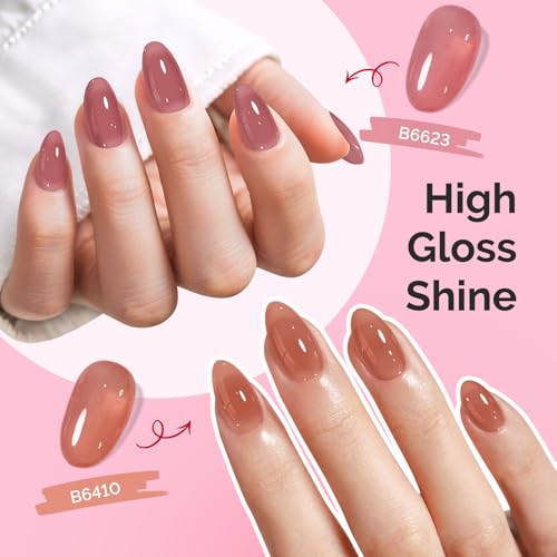 MelodySusie Jelly Gel Nail Polish Set Milky or Jelly Texture - color: Retro Mauve Jelly Set