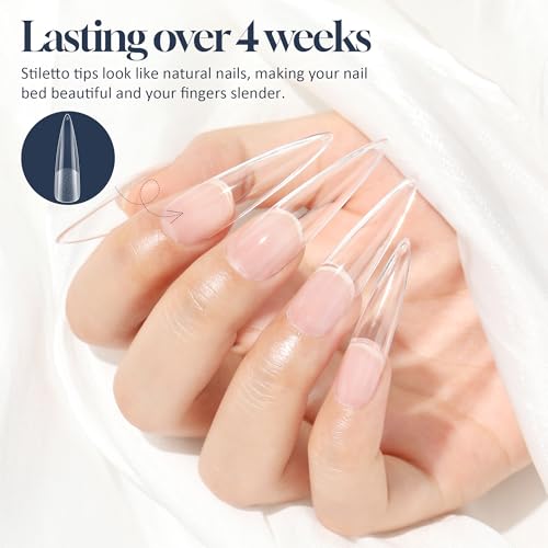 Luckyfairy XXL Stiletto Nail Tips 120 Pcs Full Cover Pre-Etched
