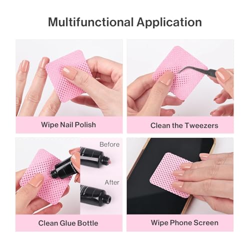 MelodySusie 900PCS Lint Free Nail Pink Wipes - size: 900pcs