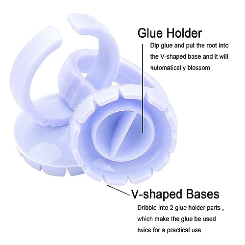 300 PCS Glue Rings for Eyelash Extension, Lash Glue Rings Eyelash Glue Holders, Disposable Glue Cups Lash Glue Holder Lash Extension Glue Ring, Lash Rings for Glue Lash Fan Blossom Glue Cups, Blue - color: Blue
