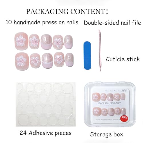Short Round Square Handmade Press On Nails,Reusable&Salon Quality(RR14, S) - color: RR14, size: S