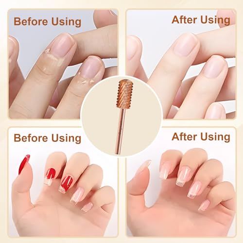 3/32" Large Smooth Barrel Safety Nail Drill Bit for Gel & Acrylic Removal - color: Rose Gold, size: 2XC