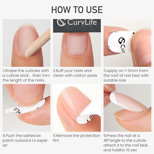 Curvlife CareHold Pro Nail Adhesive Tabs for Press On Nails – 10 Sheets, 15 Sizes Extra Wide 0.3mm Ultra Thin Double Sided Sticky Tabs, Clear Nail Stick Ons for Daily Wear and Gentle Removal