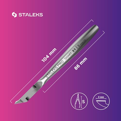 STALEKS PRO SMART 31 Cuticle Nippers, 3 mm, Inclined Edges with Heel - size: 3 mm
