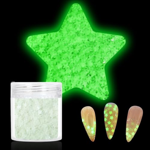 Laza 3.5g Glow in The Dark Star Glitter Confetti Nail Sequins - color: Fluorescent Green