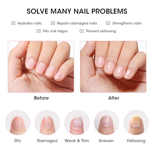 GELLEN Clear Nail Polish Ridge Filling Base Coat, No Light Needed,HEMA Free - color: Clear Pink Tint