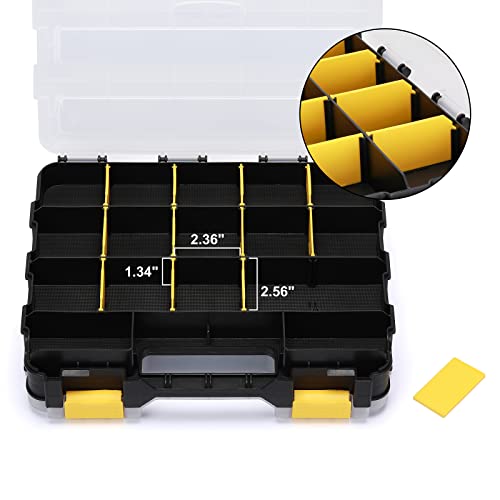 Mayouko Double Side Tools Organizer, Customizable Removable Plastic Dividers, Hardware Box Storage, Excellent for Screws,Nuts,Small Parts, 34-Compartment,2 PCS Set - color: Yellow, size: 2 PCS