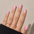 Nude Pink Press On Nails Almond - Light Pink Nails Fake Nails - color: 1F - Blush Peach