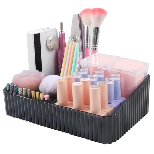 Nail Drill Holder, 10 Holes Nail Drill Machine & Bits Storage Box - color: Black