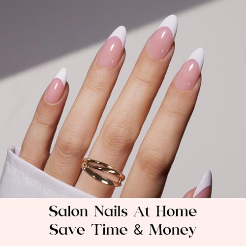 Beetles Press On Nails Kit - Pink Medium Almond French Tip Nails 210Pcs - color: D - Pink French - M
