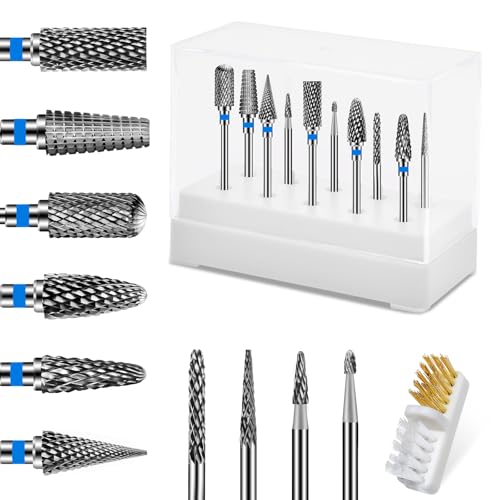 Diesisa 10Pcs Nail Drill Bits Set:Tungsten Carbide Nail Bits for Nail Drill - color: Medium-drill Bits