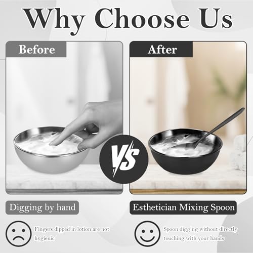 9 PCS Black Esthetician Supplies 4 Black Facial Bowls Esthetician 4 Facial Mixing Spoons Facial Mask Mixing Bowl Large Stainless Steel Skincare Tray Esthetician Spoons for Skin Care Face Mask - color: Black