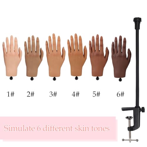 Nail Pratice Training Hand for Acrylic Nails with Stand Bracket,Soft Silicone Maniquin Hand, Flexible Bendable Nail Practice Fake Hand for Nails Art Practice Tool - color: 2#, size: Left Hand
