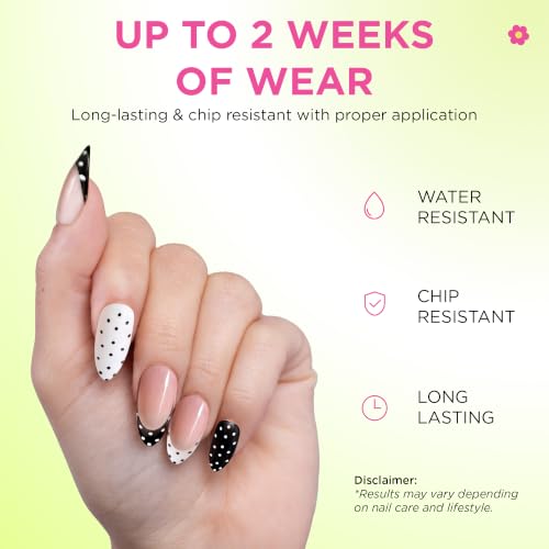 PaintLab Black White Polka Dot Press On Nails, Medium Almond 30pc Nail Tips - color: Polka Dot Couture