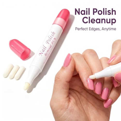 Nail Polish Corrector Pen with 3 Replaceable Tips, Professional Manicure Cleanup Tool for Quick Nail Art Mistakes