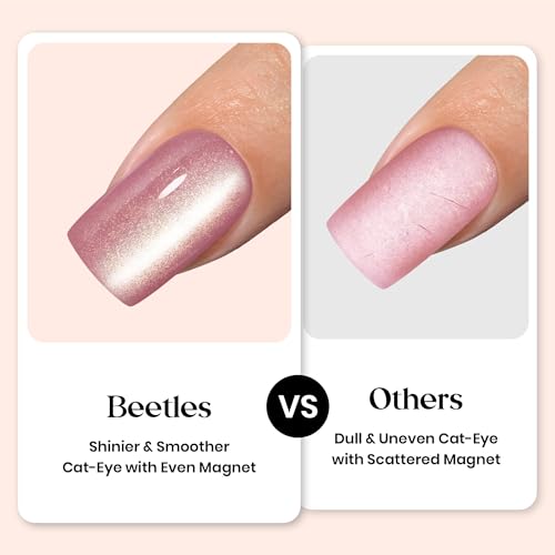 Beetles X Press Cat Eye Nails - 7 Colors Short Square Press On Nails - color: 4 - Midnight CatEye - S