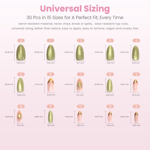 Nail Reformation Press On Nails, Emerald Green Medium Almond 30 Pcs - color: Sun & Sky