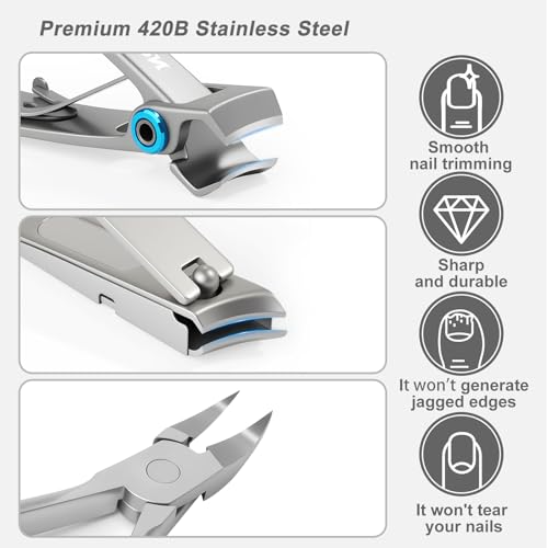Heavy Duty Toenail Clipper Set for Seniors with Case