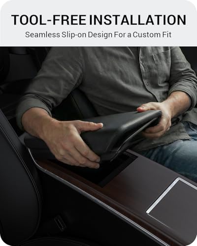 BASENOR Center Console Armrest Cover for Tesla Model S Model X 2021-2026 - size: Model S/X Black