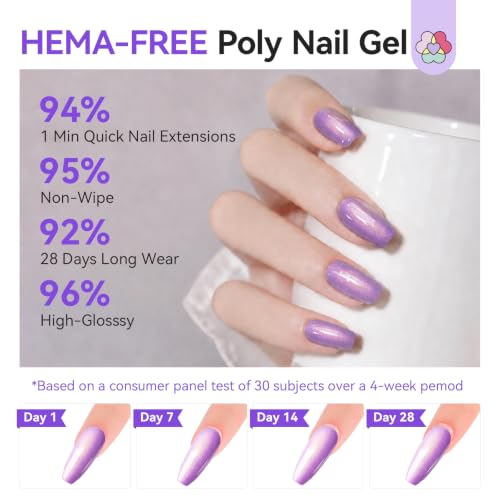 SAVILAND Hema-Free Poly Gel, 6 Iridescent Colors for Nail Extension Art - color: 01- 6 Colors Starlight Iridescent Brilliance
