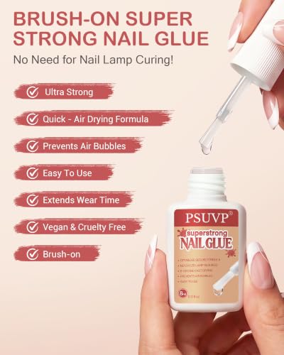 【Upgraded】 Super Strong Nail Glue+Nail File for Press On Nails