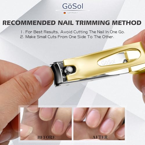 Nail Clippers Anti Splash Fingernail Cutter, Carbon Steel, Sharp Blades - color: Golden