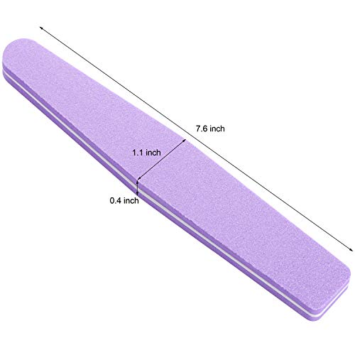 20Pcs Nail Block Buffer Files Sponge Washable Double Sided 100/180 Sanding Buffing File(Purple) - color: Purple