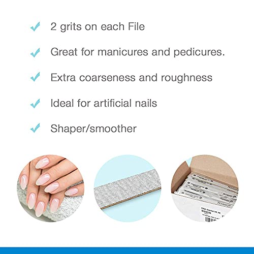 Flowery Disposable Nail File Wood Core 100/180 Grit, Silver, 100 Count