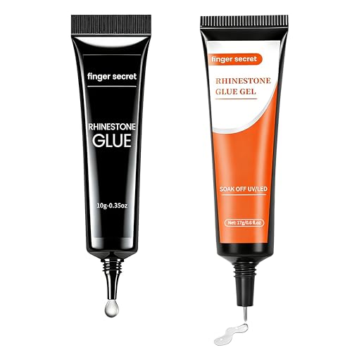 Rhinestone Glue 2-Pack – 10g Sculpting Gel + 17g Precision Filler Gel, UV/LED Nail Glue for 3D Nail Art, Nail Charms & Gap Filling, Not for Extension - color: F-Rhinestones glue set, (10g+17g)