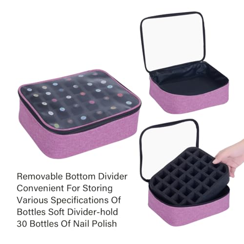 Small Clear Nail Polish Organizer Holds 30 bottles(15ml-0.5fl.oz) Nail Polish Case Multifunctional Nail Polish Bag organizer, Cosmetic Travel Makeup Cases for Women Purple - color: Purple, size: 1Pcs-30 bottles