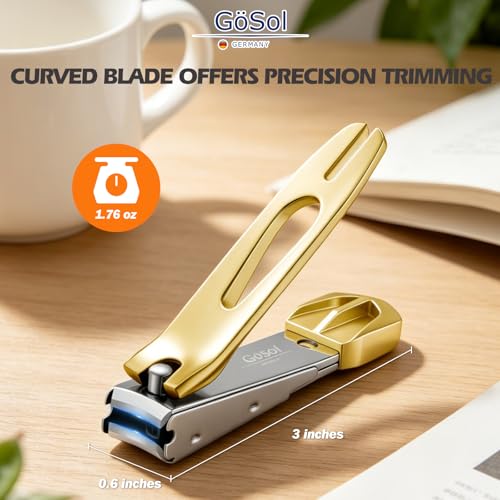 Nail Clippers Anti Splash Fingernail Cutter, Carbon Steel, Sharp Blades - color: Golden