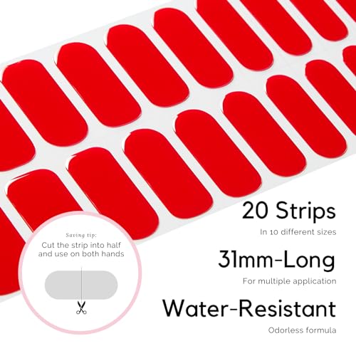 NAILOG Semi Cured Gel Nail Strips Bright Red Nail Stickers - Jelly Crush - color: Jelly Crush