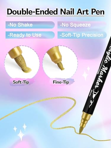 36 Colors Nail Art Pens Kalolary Double-headed Nail Polish Pens - color: 36 Color