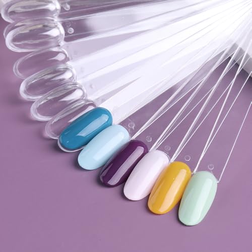 SUTOKAKA 150 Pcs Clear Nail Swatch Sticks with Ring, Oval Shape - color: Clear Oval New 150pcs