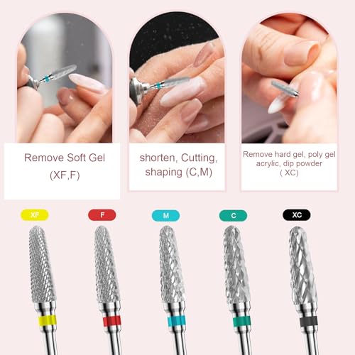 3/32" 2PCS Clean Cone Carbide Cuticle Cleaner Bit for Nail Prep & Cleaning - color: 008 Silver, size: M