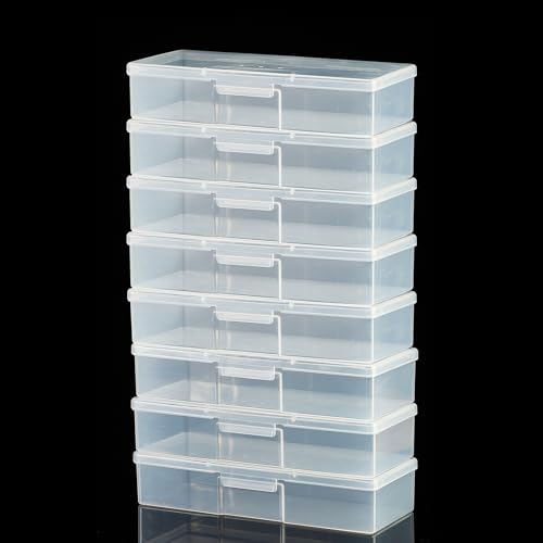 Transparent Plastic Nail Art Tool Storage Organizer Box, Clear Manicure Container Case, 7.5x3.1x1.5 Inches, 8 Pack