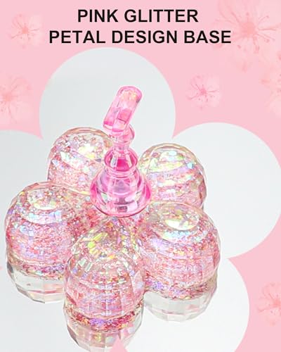 Nail Stand for Press Ons, Nail Holder for Painting Nails, Upgraded Solid Acrylic Magnetic Fake Nail Stands Tips, Flower Nail Holder with Double-sided Tape Practice Nail Art Tools - color: C-Flower