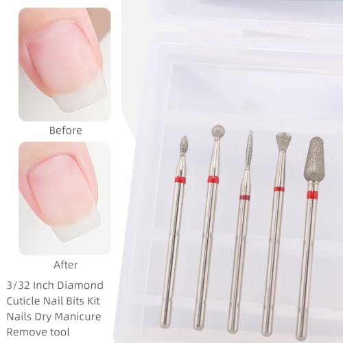 QUNZHAO 5Pcs Diamond Nail Drill Bits sets (RED (Fine) B03 set) - color: RED (Fine) B03 set