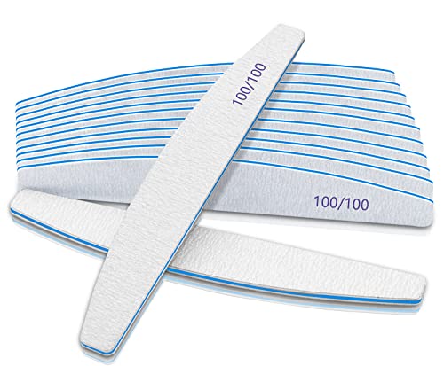 12 PCS Nail Files for Acrylic Nails, 100/100 Grit Nail File for Poly Nail Extension Gel Emery Boards Nail Files Doubled Sides Coarse Washable Nail File Manicure Tools for Home and Salon Use - size: 100/100 Grit False/Hard Nails