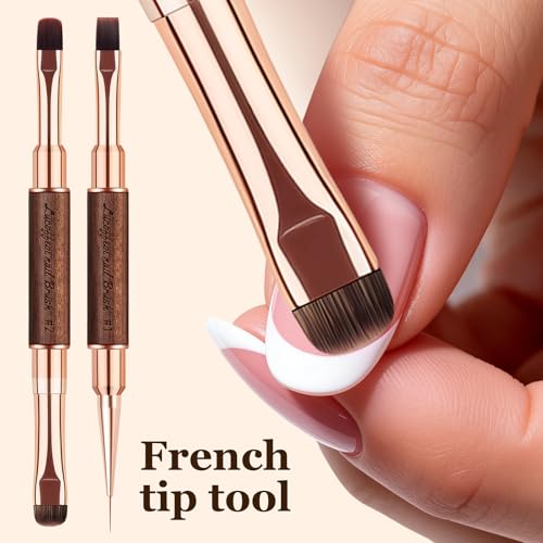 Builder Gel Brush - Nail Art Brushes for Polygel, 2Pc Double-Ended