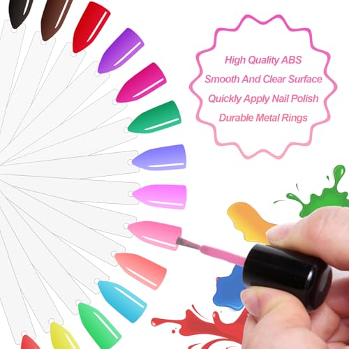 150Pcs Nail Swatch Sticks with Ring Clear Nail Polish Tips Fan Shape Nails Sample Sticks Nail Practice Color Display ABS Nail Art Polish Display Board, Clear - color: 150Pcs Clear