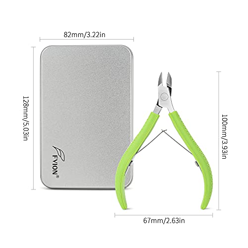 FVION Cuticle Clippers – Small Cuticle Trimmer, Rubber Coated Handle Manicure Tools – Full Jaw Cuticle Cutter for Nails (9mm) - color: Green