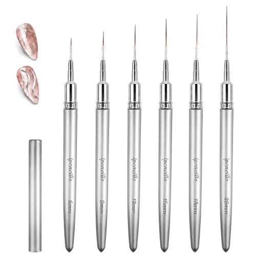 Nail Art Brushes, Liner Brushes for Nails, 6 Pcs Nail Brushes - color: Silver