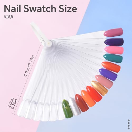 KADS 5 Pcs Clear Fan Nail Swatch Display Board 100 Transparent Sample Tips - color: Clear