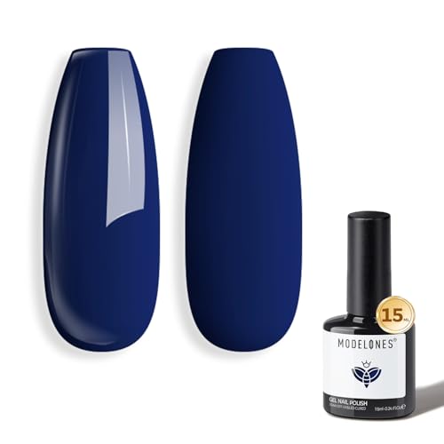 modelones Blue Gel Nail Polish Soak Off UV/LED Gel Polish 15ML - color: A1-Dark Blue Solid