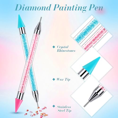Tatuo 2 Pcs Rhinestone Picker Tool Kit with 2 Wax Head, Pink, Aqua - color: Pink, Aqua