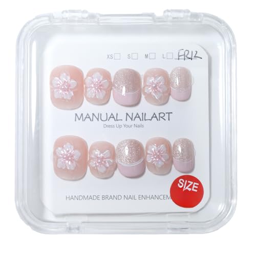 Short Round Square Handmade Press On Nails,Reusable&Salon Quality(RR14, S) - color: RR14, size: S