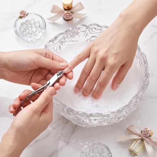 Manicure Bowl 1Pcs Glass Nail Soaking Bowl Acetone Soak Off Bowls Nail Art Remover Soak Soaker for Fingernail Toenail Caring Polish Removal, Home & Salon Use, Transparent